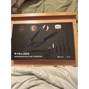 Penthouse 6 Piece Marble Coated Stainless Steel Knife Set Black Swiss Design